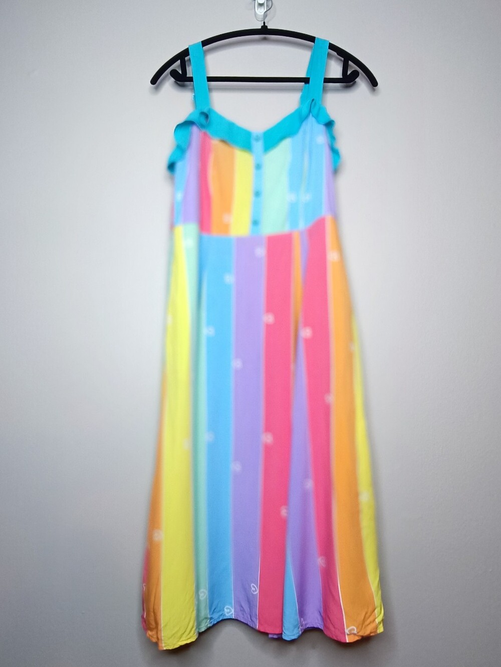 ModCloth x Collectif Rainbow Striped Midi Dress Sweetheart Neck Size US 6